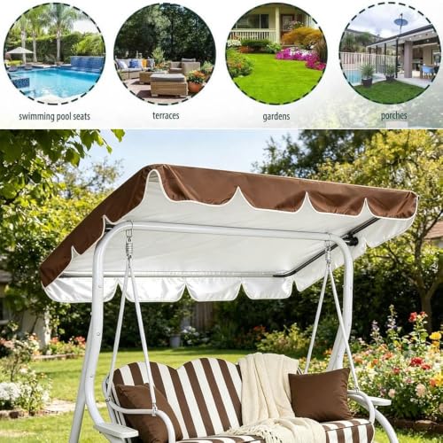 Techo de repuesto para columpio de 3 plazas impermeable marron 142x120 cm 6