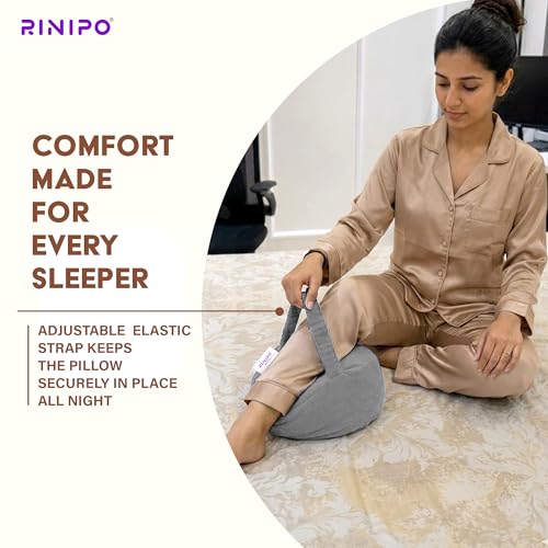 Image of RINIPO Memory Foam Knee Pillow for Back Sciatica Pain Relief, Velvet Grey