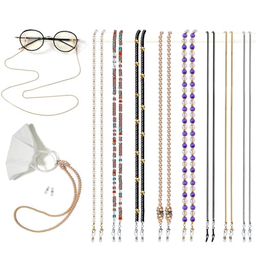 Image of Damanse Eyeglass Chain,8 Pcs Beaded Eye Glasses Strap Holders around Neck For Women