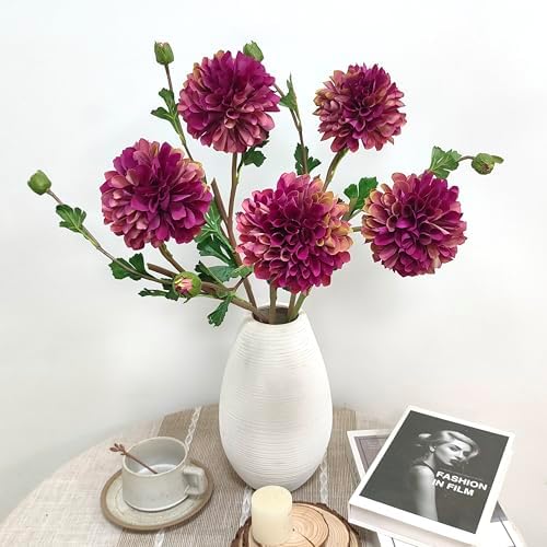 ATFL Artificial Silk Flowers Dahlia 24'in Fake Long Stem Flower 5...