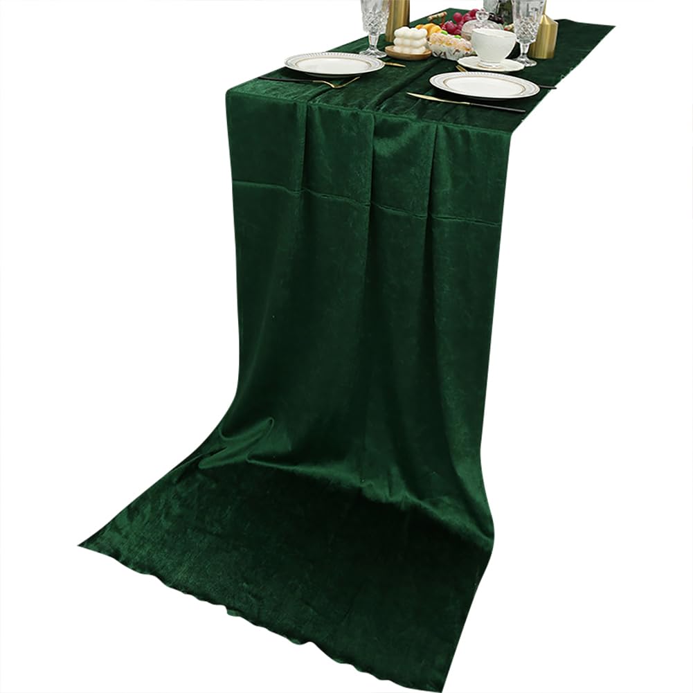 70 x 300 cm Green Velvet Table Runner Elegant Green Table Runner Solid Color Table Runner Fabric Wedding Table Runner for Party Luxurious Christmas