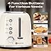 Aigostar Toaster 2 Slice, Retro Extra-Wide Slot Toasters Best Rated Prime for Toasting Bagels, Breads, Waffles & More, Cancel, Defrost & 6 Browning, Removable Crumb Tray, Stainless Steel, Cream White