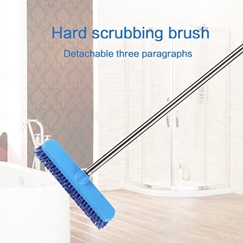 YCUTE Commercial Floor Scrub Brush with Long Handle 52", 12" Multi-Surface Stiff Brush for Tile, Grout, Concrete, Patio, Garage, Deck and Outdoor Algae