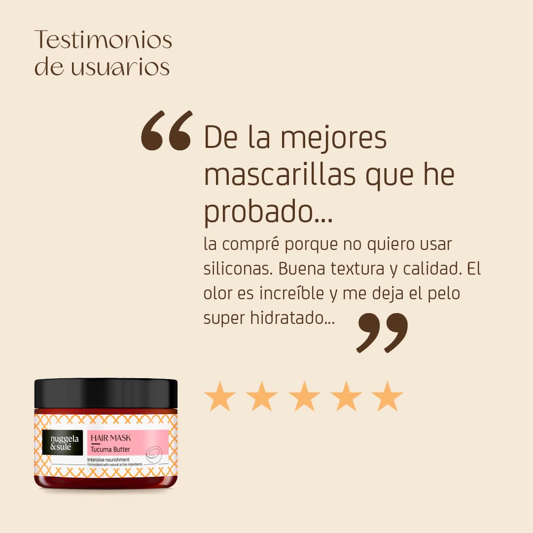 Nuggela & Sulé Tucuma Hair Mask - Intensa y Nutritiva. Activos 100% Naturales. Mascarilla con Manteca de Tucuma. Aroma Embriagador. 1 x 250 ml | Nutrición intensa