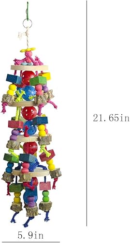 Miniatura 9 de Deloky Juguetes para masticar pájaros grandes - Nueces naturales de maíz loro rasgado juguete de madera para pájaros grises africanos, guacamayos,