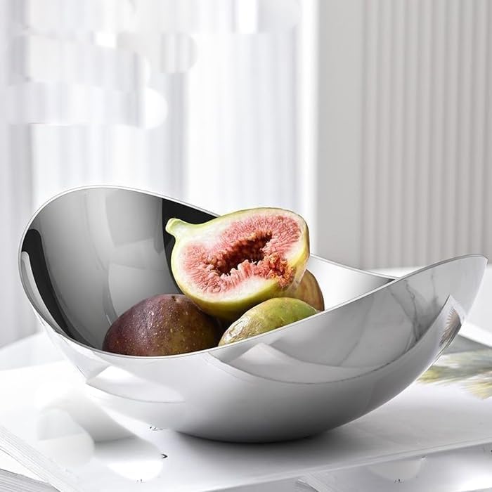 Fashion 304 Stainless Steel Asymmetry Cooking Bowl Strong Durable for Outdoor Camping, Living Room