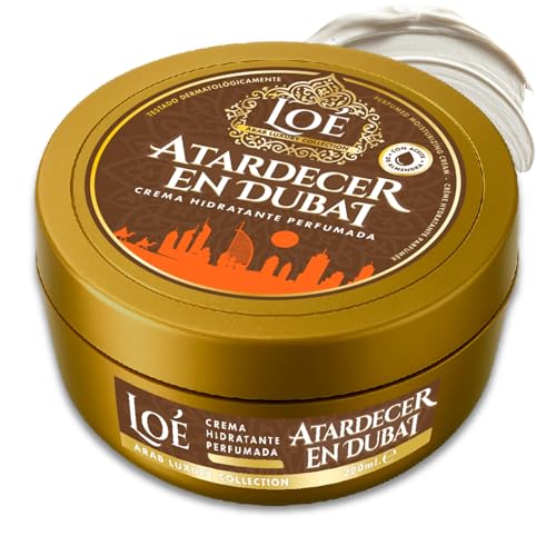 Crema Corporal Perfumada Árabe LOÉ | Hidratación Profunda con Aceite de Almendra | Inspiración Oriental | Piel Seca y Sensible | No Grasa 200ml (Atardecer en Dubai)