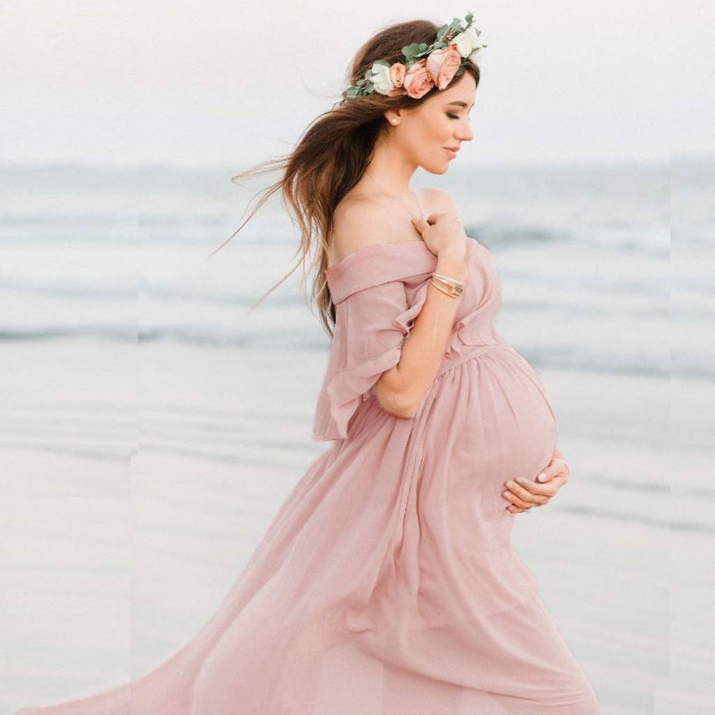 Vetement Maternite Grossesse Allaitement Grande Taille Photographie maternité Enceintes Volants Robe Manches Solides Femmes Accessoires Pas Cher Chic Shooting Photo Casual Pyjamas