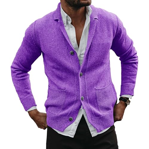 Mens Lightweight Comfortable Fit Shawl Collar Cardigan Sweater Men Wool Blend V Neck Sweater
