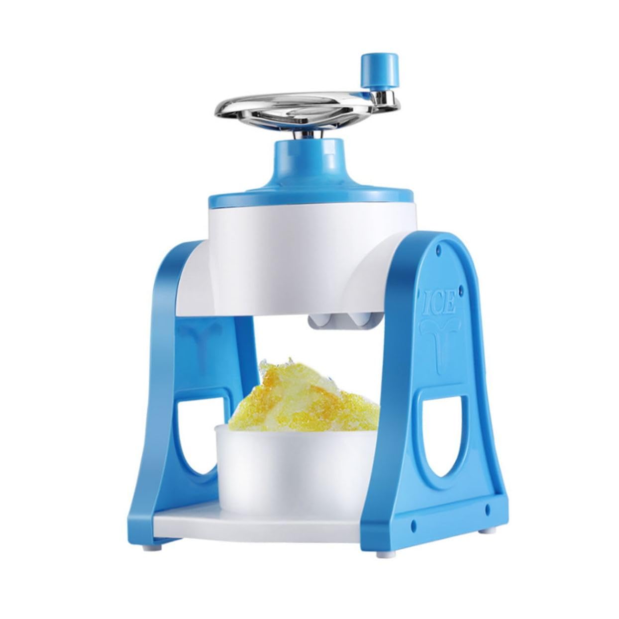 NUOBESTY Manual Ice Crusher Shaved Ice Maker Portable Hand Crank for Smoothies Cones Mini Household Design Easy to Clean Summer Use Blue