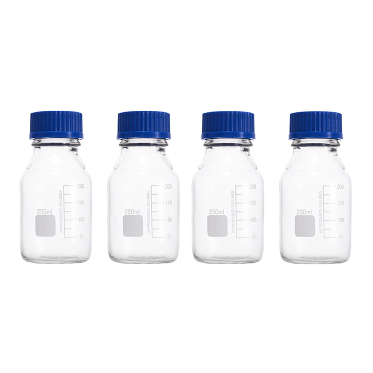 Beaupretty Flacons Transparents avec Bouchons 250ml en Matériau Synthétique, Lot de 4 Pièces pour Stockage et Épaississement D'échantillons en Laboratoire Plusieurs styles