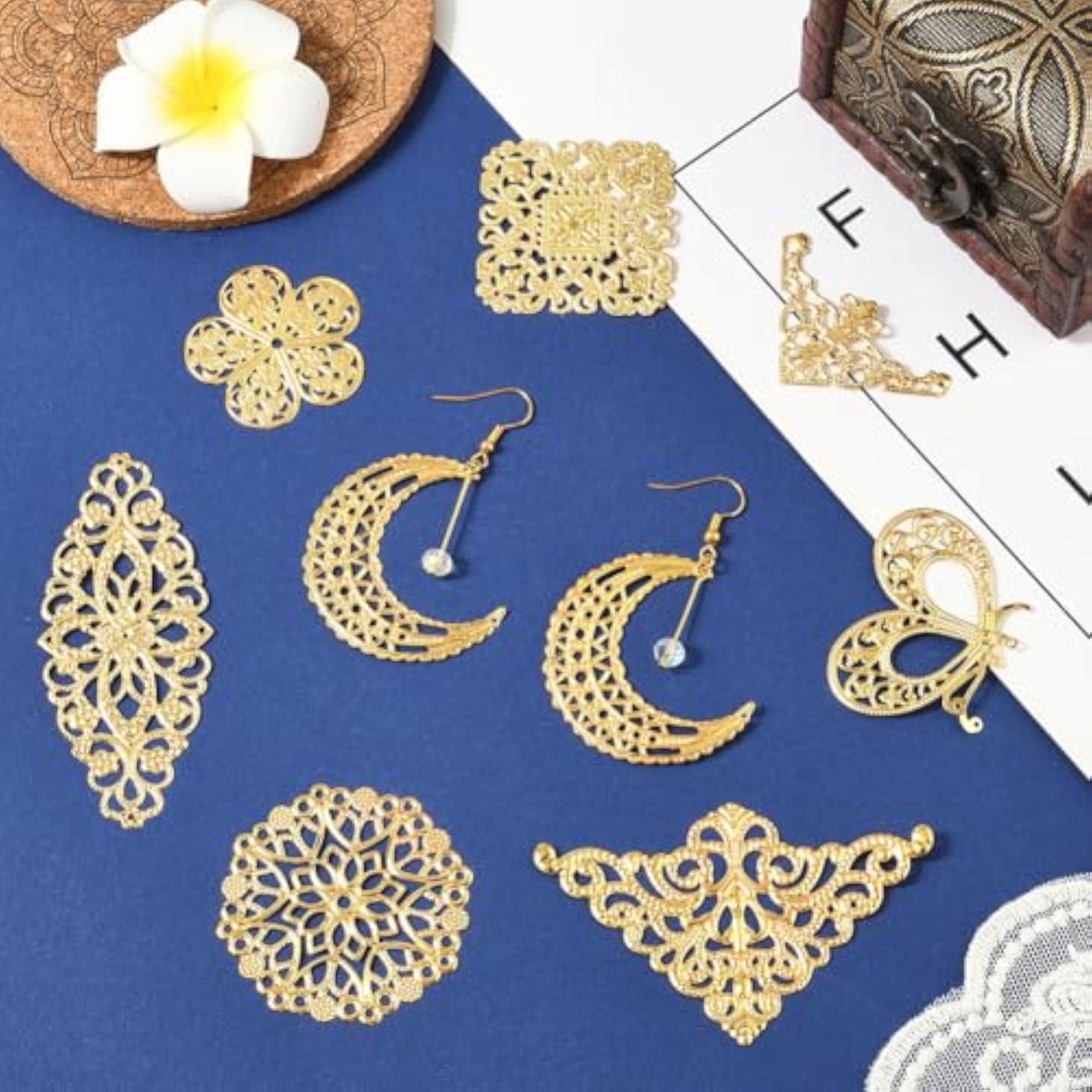 112Pcs Filigree Connector Charms for DIY Jewellery Making