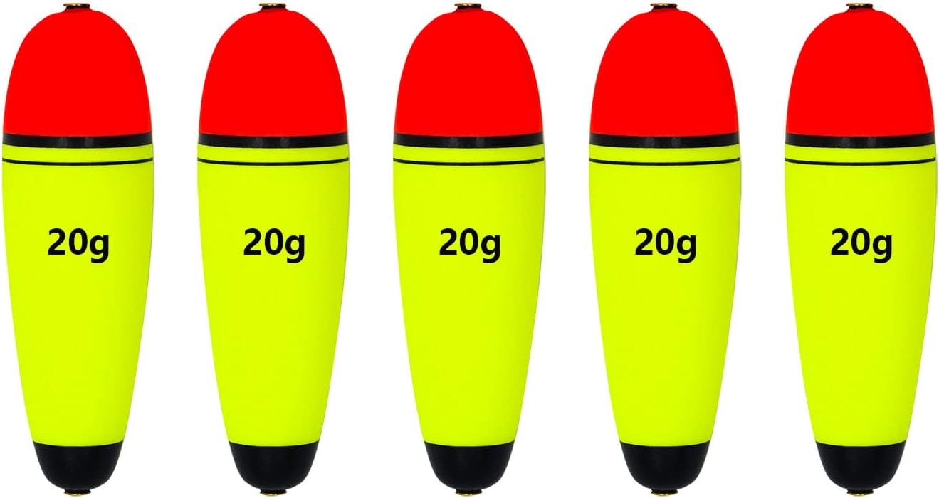 Fishing Floats Slip Bobbers, EVA Slider Bobbers for Sea Fishing, Freshwater Saltwater, 5PCS Floatage 0.75oz 1.76oz 2.82oz
