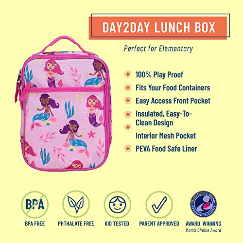 Wildkin Day2Day Kids Lunch Box Bag For Boys & Girls, Perfect For Elementary Lunch Box For Kids, Easy Access Front Pocket, Ideal For Packing Hot Or Cold Snacks For School & Travel (Groovy Mermaids) #TOP1