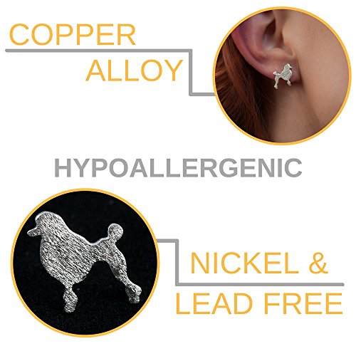 Silver Poodle Stud Earrings: Dog Earring Set For Dog Mom {Gift Ready In Jewelry Pouch} Cute Accessories #TOP3