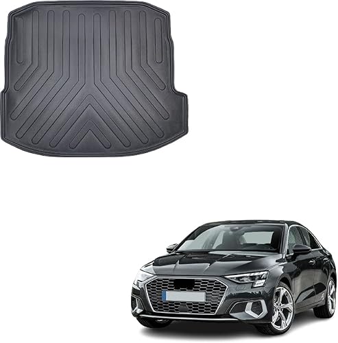Tapete de maletero trasero para Audi A3 2020-2023 Sedan  Bandeja de equipaje duradera para todo tipo de clima, antideslizante, impermeable, color