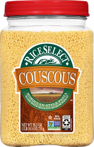 Image of RiceSelect Couscous,Moroccan-Style Wheat Couscous Pasta,Non-GMO,26.5-Ounce Jar,(Pack of 4)