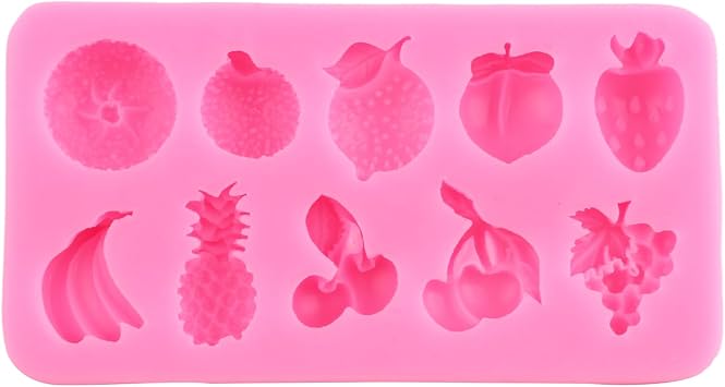 Fruit Fondant Molds Mini Strawberry Pineapple Banana Peach Chocolate Silicone Mold For Cake Decorating Cupcake Topper Candy Gum Paste Polymer Clay