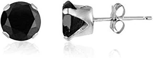 Classic Brilliant Round Cut CZ Stud Earrings/Ear Studs - ONYX BLACK - Or Choose From 2mm to 12mm