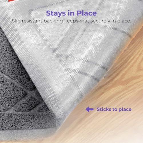 iPrimio Cat Litter Box Mat 42x36 Gray - Mesh Trapper, Easy Clean, Repels Odour - Non-Slip Kitty Litter Mat