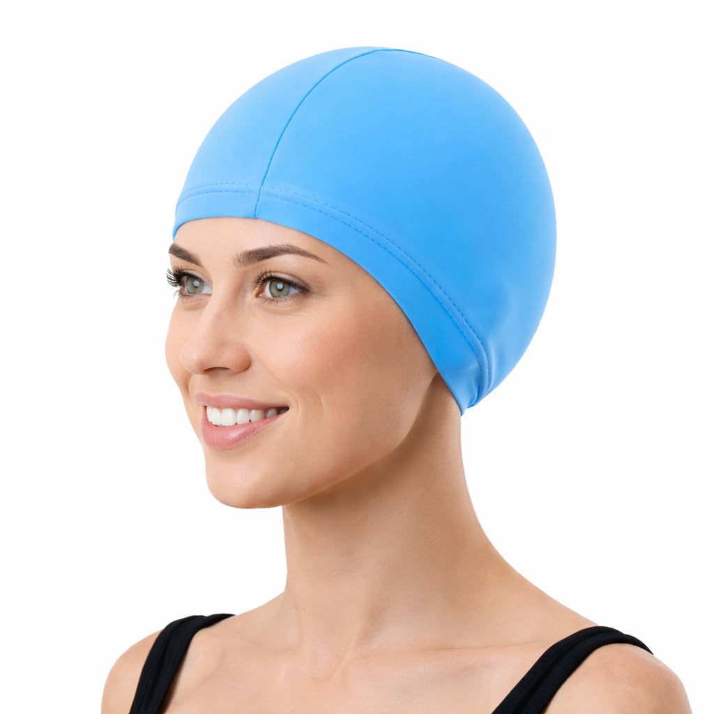 High Elasticity Swimming Cap for Women and Men Breathable Fabric Swim Hat Non Tight Fit Comfortable Long Hair Swim Cap for Adult Training Leisure Swimming Water Sports in Solid Colours