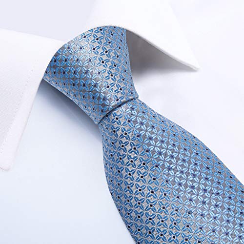 Image of DiBanGu Extra Long Tie for Men 63 inch XL Silk Necktie Set | Pocket Square and Cufflinks, Big and Tall, Jacquard Woven, Gift Box, Paisley /Plaid /Solid /Striped, for Weddinng Party Business