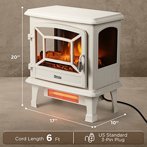 TURBRO Suburbs 20 in. Electric Fireplace Infrared Heater w/Crackling Sound, Freestanding Fireplace Stove w/Realistic Flame Effect, CSA Certified Overheating Protection, Easy to Assemble, 1400W Ivory by TURBRO - Image 7
