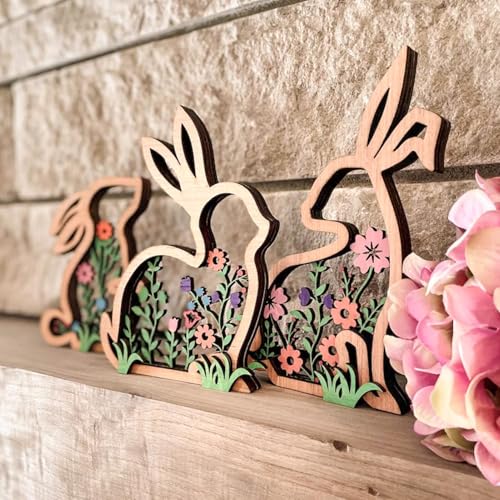 Cartel de madera de conejo de Pascua y decoración rústica de granja 4