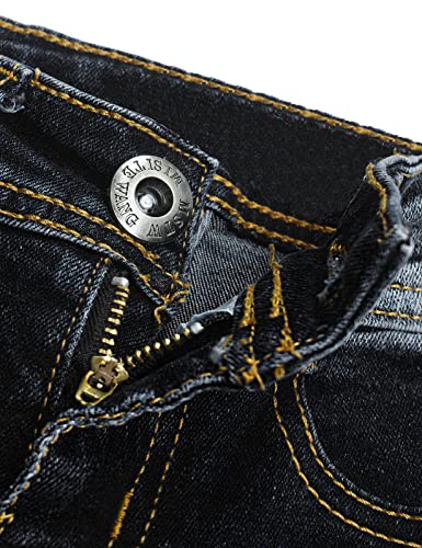 KIDSCOOL SPACE Baby Girl Boy Jeans,Little Kid Elastic Band Inside Ripped Denim Pants4