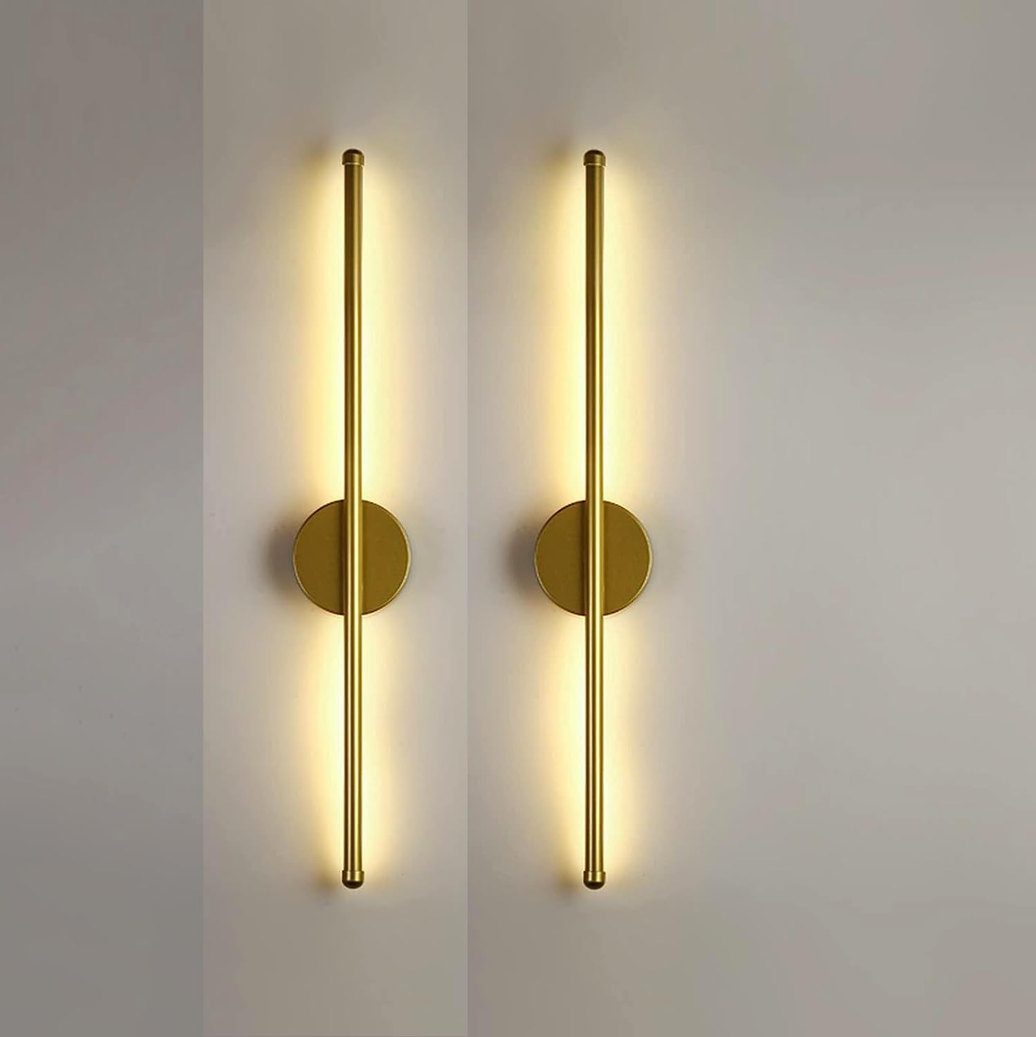 Groeien Pack of 2 | Modern LED 3 Color Long Gold Sconce Wall Light for Bedroom Living Room Corridor Lighting Fixtures Wall Mount(Warm+Natural+Coolwhite)(Gold Wall Light01, 2)