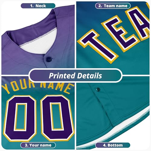 Camiseta personalizada de béisbol con patrón, manga corta - Nombre, número y logo de equipo cosidos para adultos y jóvenes miniatura 5