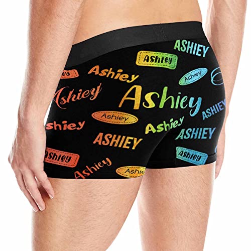 Men's Boxer Briefs Color Text Custom 9 Size Valentine's Day, Birthday for Men Women X4