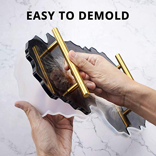 Tray Resin Molds For Casting, Gartful 4Pcs Large Silicone Epoxy Molds, Geode Agate Platter Mold For Making Faux Agate Tray, Serving Board, Coaster, Fruit Mat, Jewelry Holder, Art Crafts, Home Decor #TOP4