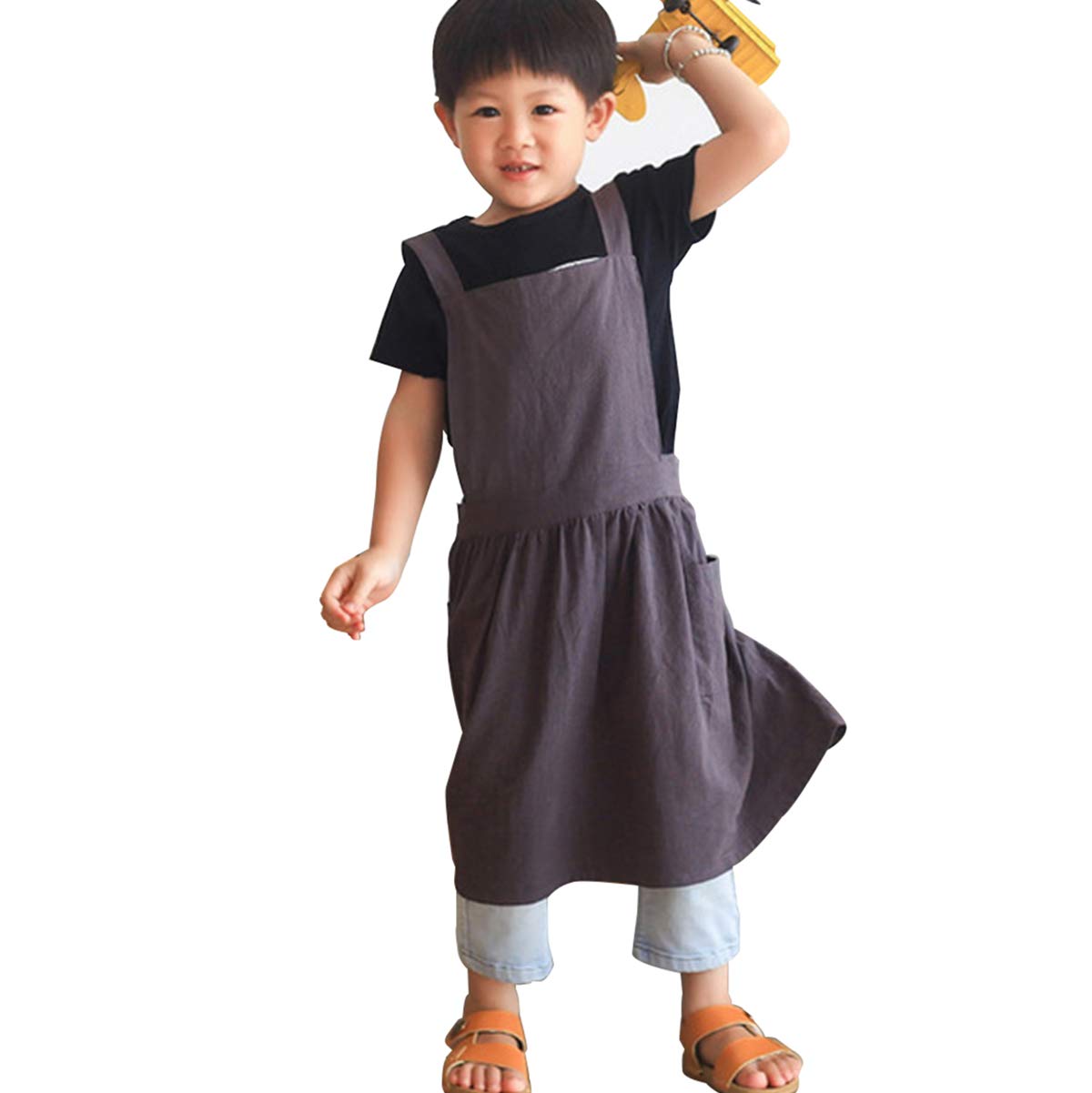 FMSBSC Kids Apron for Girls Boys Cooking Baking Painting Aprons with 2 Pockets, 3-8 Years Children's Apron