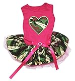 Petitebella Camouflage Heart Puppy Dog Dress (Hot Pink/Camouflage, Large)