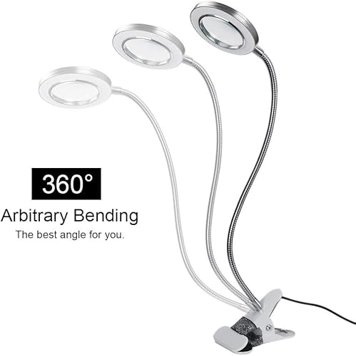 Miniatura 6 de ATOMUS Lámpara de aumento de 2.5X, LED USB recargable para tatuaje, lámpara de lupa de belleza con clip de metal para cejas, tatuaje, manicura,