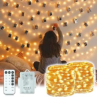 Running Bulls Led Strip Lights for Bedroom Decor, 2 Pack 100 LED String Lights USB Plug in with Remote Timer for Outdoor Indoor Parties Festival Christmas Wedding DIY (Warm White)[Energy Class A+++]