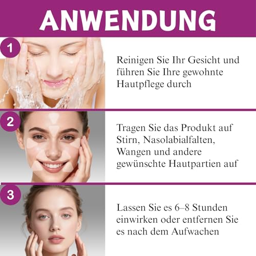 144 Stück Zornesfalte Pflaster für Gesicht, Anti Falten Pflaster, Anti Aging Facial Patches für Stirn & Mund, Face Lifting Tape, Reduziert Feine Linien, Silikonpflaster für Übernachtung Pflege