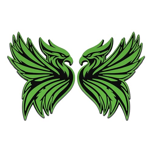 Image of Phoenix Emblem 3D Bird Badge, Custom Car Decal Sticker - Durable Exterior Trunk, Hood, Fender for Car, Truck, SUV (Set of 2) (Green)