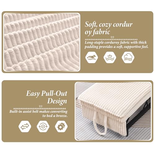 Sillón plegable beige con tela suave miniatura 6