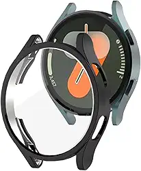 Capa Case Bumper Preto Com Película 9d P/Galaxy Watch 7 44mm