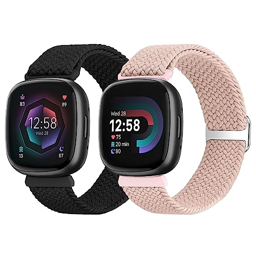 SHIJZWD Elastic Braided Strap For Fitbit Versa 4/Versa 3/Sense 2/Sense