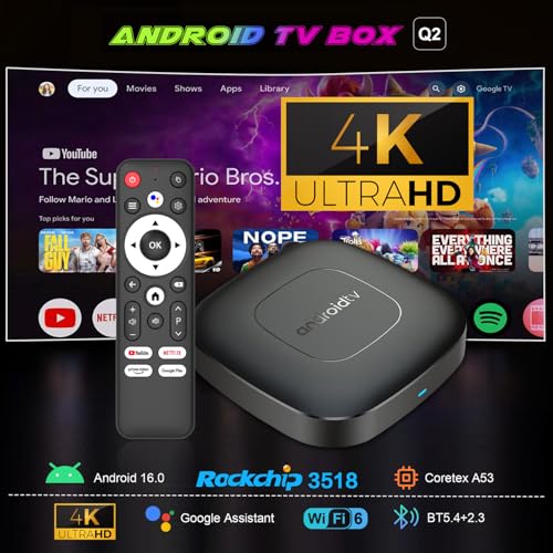 Image of 4K Android TV Box with HDR Video Playback Support, 4GB RAM+32GB ROM Built-in Chromecast Android Version 16, Rockchip 3518 Processor Smart OTT Box (Black, Mini Size, Google Assistant Working)
