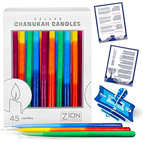 Premium Dripless Hanukkah Candles Standard Size Chanuka Candles Exciting Menorah Candles Tri Color Decorative Candles Tapered Quality Chanukah Candle Set Colorful Hanukah Candles Cover