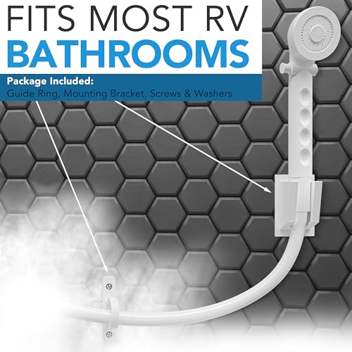 Image of RV Shower Head with Hose ABS Outdoor RV Shower Hose Kit Replacement with ON /OFF Switch for RV, Trailer, Campers, Motorhomes, Fifth Wheels, Boats (White)