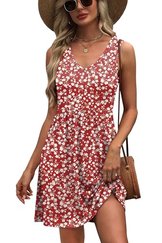 Image of WIHOLL Summer Dresses for Women 2026 Casual V Neck Sleeveless Tank Dress Beach Sundresses with Pockets