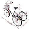MUCSAH Bikes,Three Wheel Bike, 24In Adult Tricycle Cruiser Bike High-Carbon Steel with Large Basket for Recreation Shoppipicnics Exercise Men's Women's Cyclipedalling #2