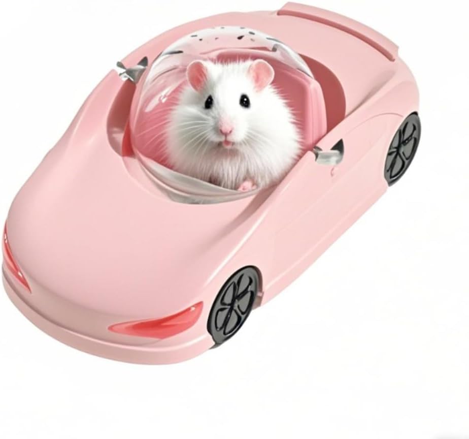 Hamster Running Ball Funny Transparent Ball, Funny Hamster Supersportwagen Toy, Exercise Wheel for Hamsters, Silent Fitness Wheel Toy Vehicle for Small Pets (Pink)
