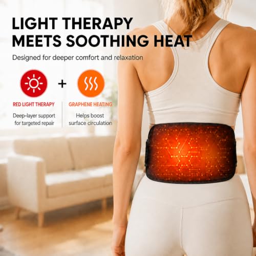 Image of Cordless Heating Red Light Therapy Belt, Red Light Therapy for Body | 660nm & 850nm LEDs with built-in active heat, timer and pulse modes for back, waist, shoulder and knee use