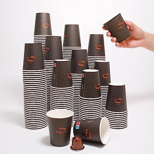 UniR 300 pcs Gobelets Jetables en Papier/Carton 7OZ - 200ML, Gobelet pour Café - Thé - Boissons chaudes et froides - Eau - Fabriqués en France (MARRON300)